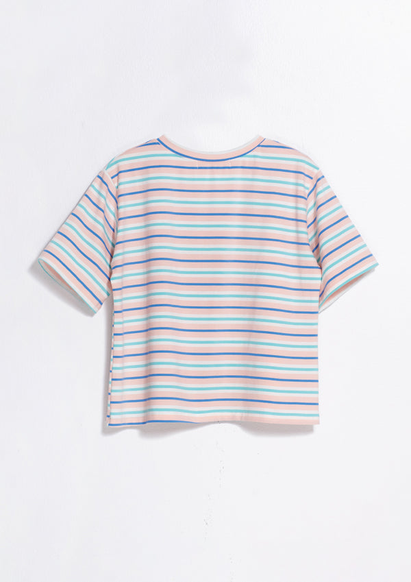 Ohayo เสื้อยืดลายริ้วทรง Oversize | Cropped T-Shirt 332NS สีชมพู/มิ้นท์