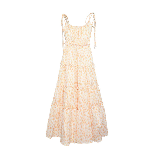 Lady Plus เดรสแม็กซี่ลายกลีบกุหลาบ | Floral Maxi Dress สีส้ม
