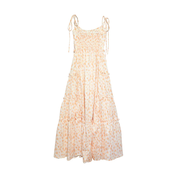 Lady Plus เดรสแม็กซี่ลายกลีบกุหลาบ | Floral Maxi Dress สีส้ม