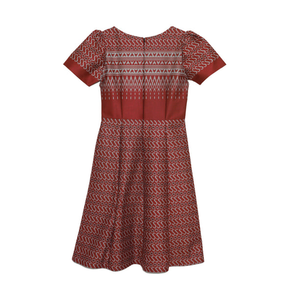 Lady Plus เดรสแขนสั้นพิมพ์ลาย | Print Dress with Short Sleeves สีแดง