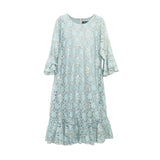 Lady Plus เดรสลูกไม้แขนระบายต่อชั้น | Ruffle Sleeve Lace Dress สีเขียว